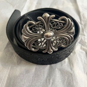 Bohemian Style Black PU Leather Belt Vintage Hollow Buckle Belt Punk Y2K